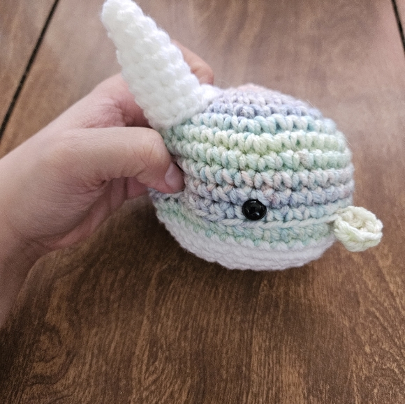 Crochet Pastel Narwhal Amigurumi - Picture 4 of 16